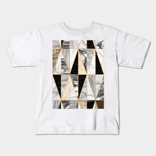 Marble Triangles - Black and White Kids T-Shirt